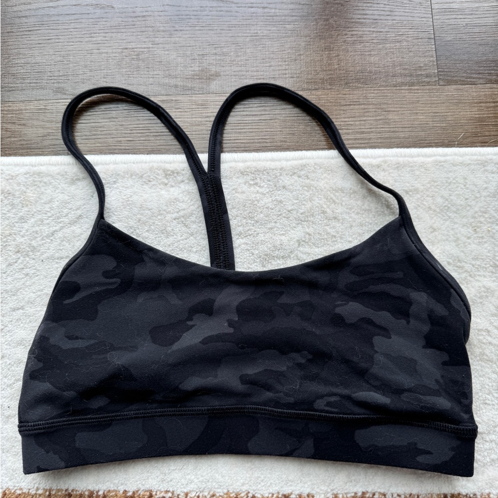 Lululemon Flow Y Black Camouflage Sports Bra